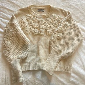 Anthropologie Cream Chunky Knit Sweater